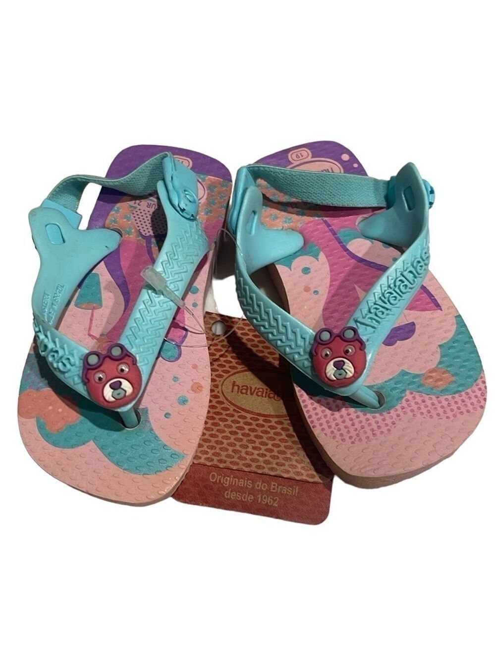 NWT Havaianas Bear Mermaid Flip Flop Sandal Baby Toddler SZ 4